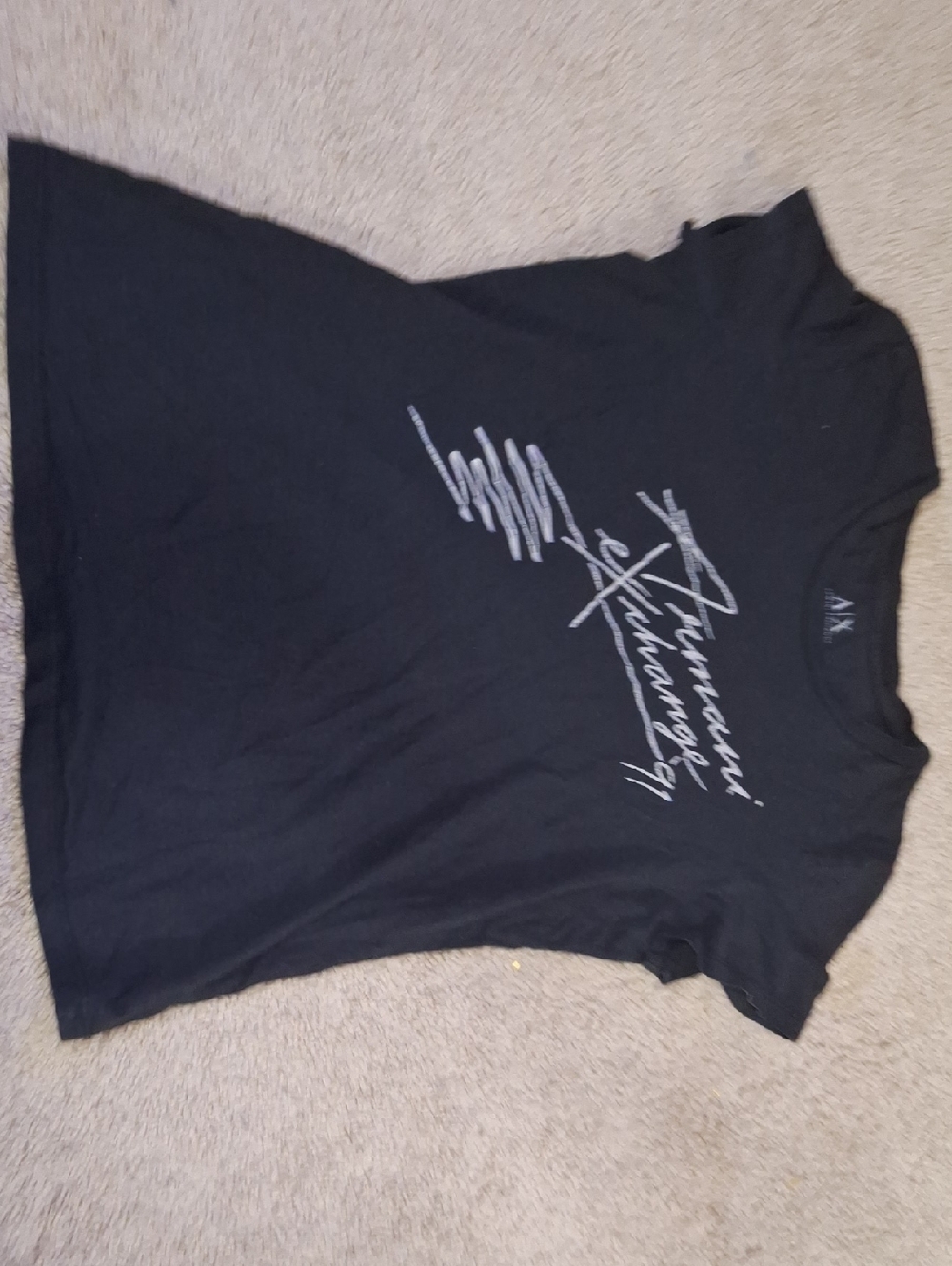 Armani Exchange Black T-Shirt with Silver Script Logo